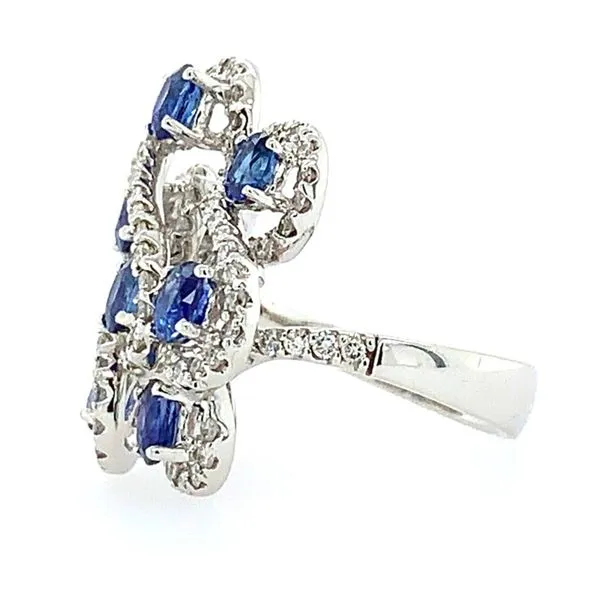 18K White Gold Oval Sapphires & Diamond Ring Image 2 Franzetti Jewelers Austin, TX