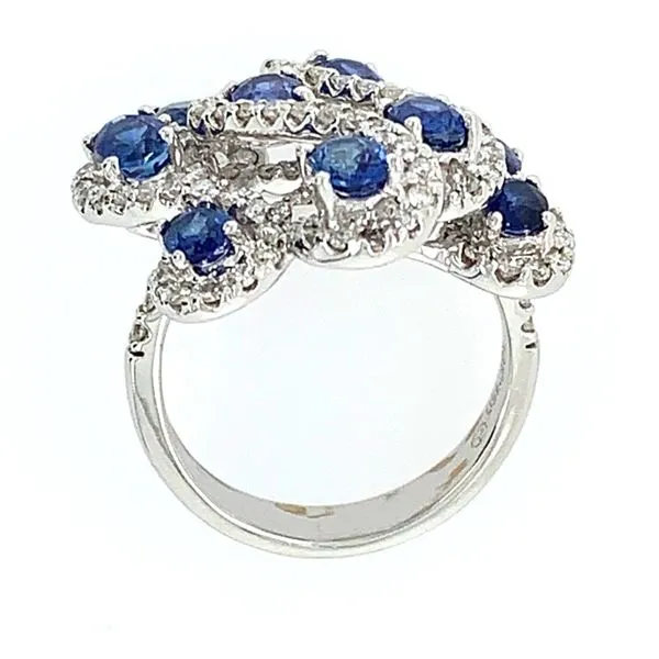 18K White Gold Oval Sapphires & Diamond Ring Image 3 Franzetti Jewelers Austin, TX