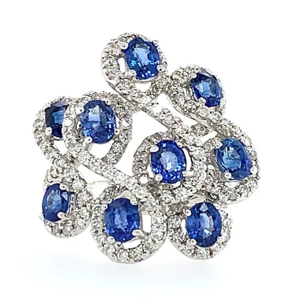 18K White Gold Oval Sapphires & Diamond Ring Franzetti Jewelers Austin, TX