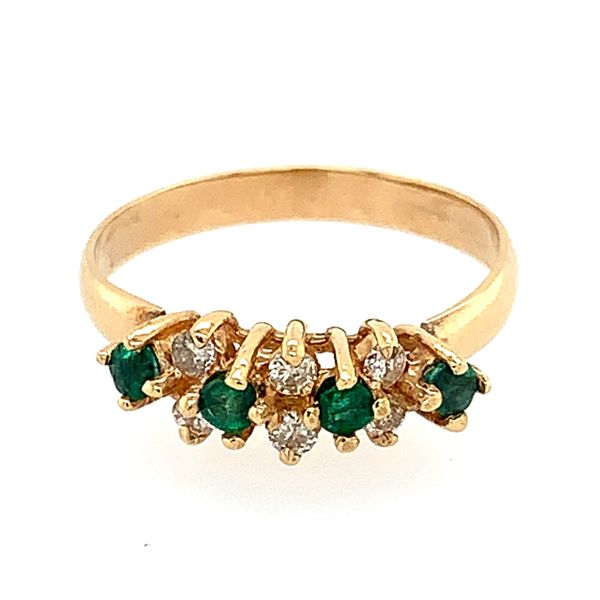 14KY Gold 4 Round Emeralds with Diamonds Ring Franzetti Jewelers Austin, TX