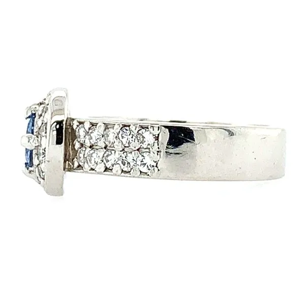 14K White Gold Blue Sapphire & Diamond Ring Image 2 Franzetti Jewelers Austin, TX