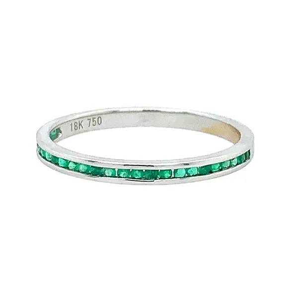 18KW Gold Green Emerald Channel Set Halfway Band Franzetti Jewelers Austin, TX