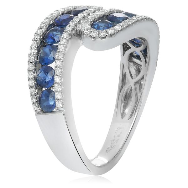 18K White Gold Blue Sapphires & Diamond Ring Image 2 Franzetti Jewelers Austin, TX