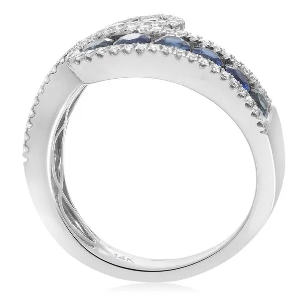 18K White Gold Blue Sapphires & Diamond Ring Image 3 Franzetti Jewelers Austin, TX