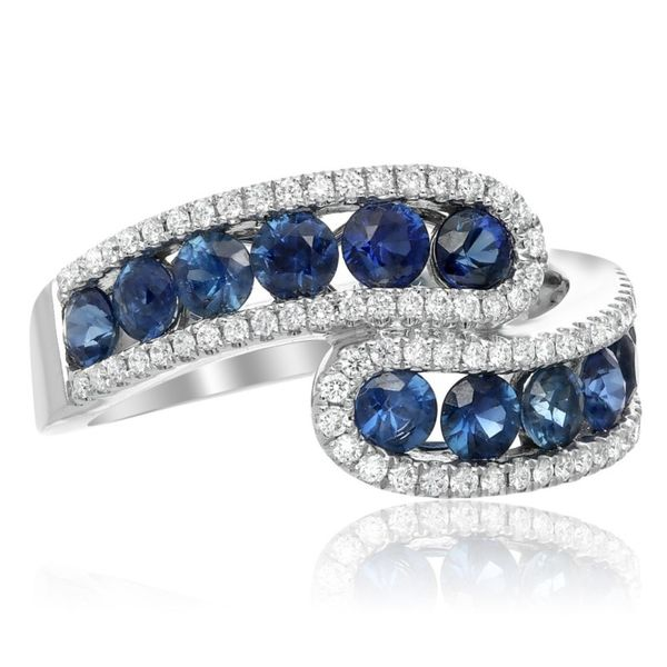 18K White Gold Blue Sapphires & Diamond Ring Franzetti Jewelers Austin, TX