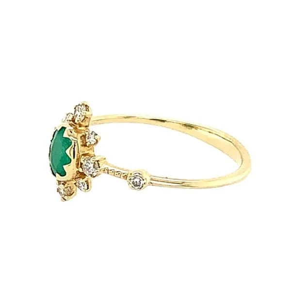 14K Yellow Gold Oval Emerald & Diamond Ring Image 2 Franzetti Jewelers Austin, TX