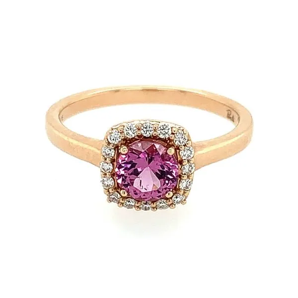 14K Rose Gold Cushion Halo Lotus Garnet & Diamond Ring Image 2 Franzetti Jewelers Austin, TX