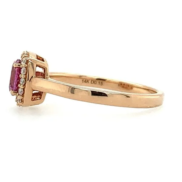 14K Rose Gold Cushion Halo Lotus Garnet & Diamond Ring Image 3 Franzetti Jewelers Austin, TX