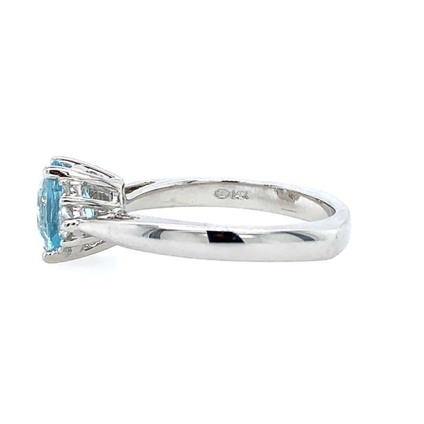 14KW Gold Oval Aquamarine Ring with Diamonds Image 4 Franzetti Jewelers Austin, TX