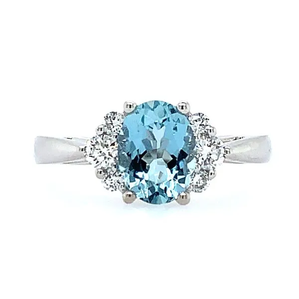 14KW Gold Oval Aquamarine Ring with Diamonds Franzetti Jewelers Austin, TX