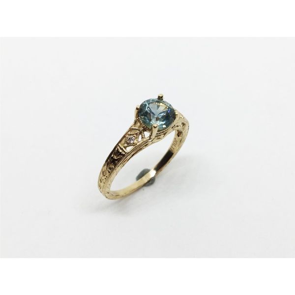 14K Yellow Gold Montana Blue Sapphire & Diamond Ring Image 2 Franzetti Jewelers Austin, TX