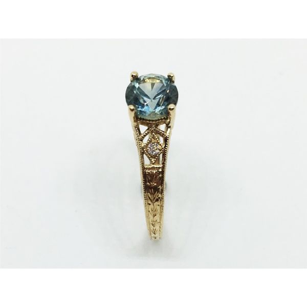 14K Yellow Gold Montana Blue Sapphire & Diamond Ring Image 3 Franzetti Jewelers Austin, TX