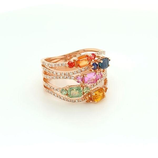 Rainbow Sapphire & Diamond 4 Color Ring Image 2 Franzetti Jewelers Austin, TX