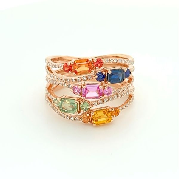 Rainbow Sapphire & Diamond 4 Color Ring Franzetti Jewelers Austin, TX