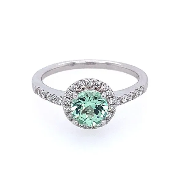 14KW Gold Mint Garnet & Diamond Ring Image 2 Franzetti Jewelers Austin, TX