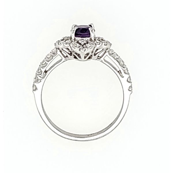 18KW Gold Round Amethyst Ring with Diamonds Image 3 Franzetti Jewelers Austin, TX