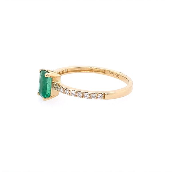 14K Yellow Gold Emerald & Diamond Ring Image 3 Franzetti Jewelers Austin, TX