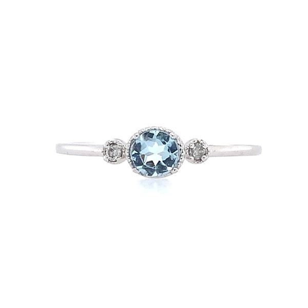 14K White Gold Dainty Aquamarine & Diamond Ring Image 2 Franzetti Jewelers Austin, TX