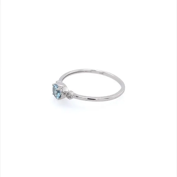 14K White Gold Dainty Aquamarine & Diamond Ring Image 3 Franzetti Jewelers Austin, TX