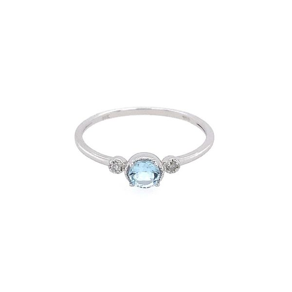 14K White Gold Dainty Aquamarine & Diamond Ring Franzetti Jewelers Austin, TX