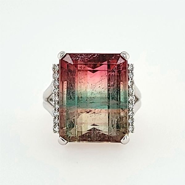 14K Gold Watermelon Tourmaline & Diamond Ring Franzetti Jewelers Austin, TX