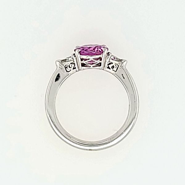 18KW Gold Oval Pink Sapphire & Diamond Ring Image 3 Franzetti Jewelers Austin, TX