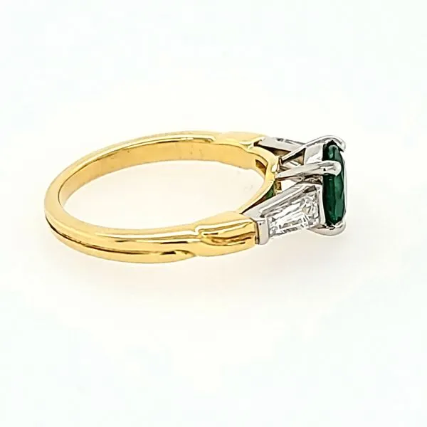 Platinum & 18K Gold Emerald & Diamond Ring Image 4 Franzetti Jewelers Austin, TX