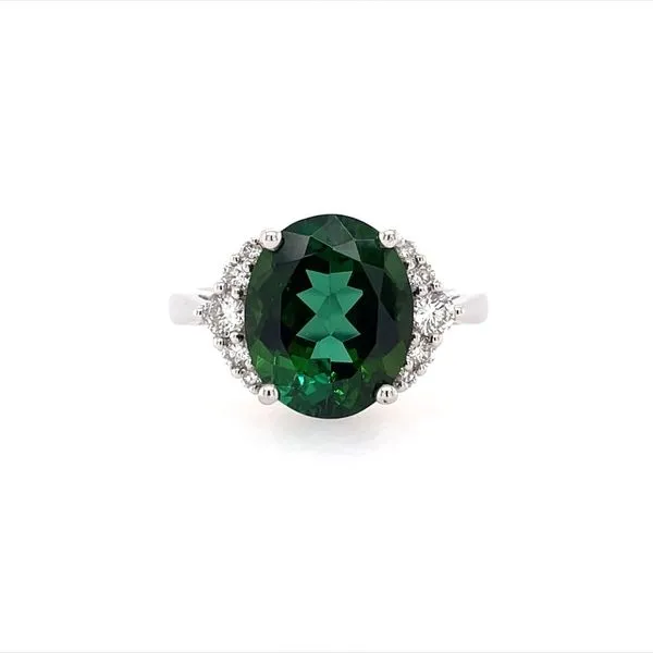 14K White Gold Green Tourmaline & Diamond Ring Franzetti Jewelers Austin, TX