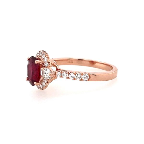 14K Rose Gold 1.00 Ct Oval Ruby & Diamond Ring Image 4 Franzetti Jewelers Austin, TX