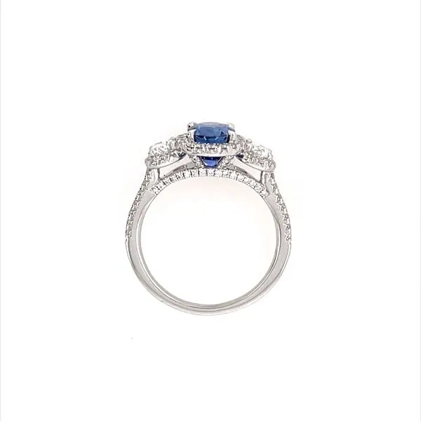 Platinum 3 Stone Ring with 2.07 Carat Blue Sapphire & Diamonds Image 5 Franzetti Jewelers Austin, TX