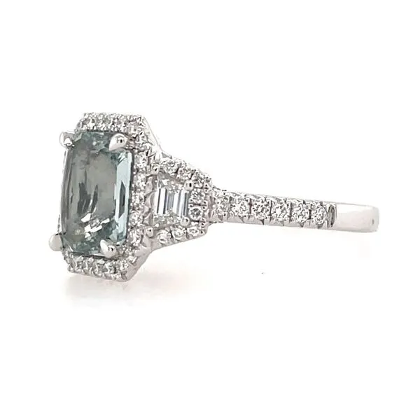 Platinum 3 Stone Ring with 3.11 Ct Light Blue Sapphire & Diamonds - GIA Image 3 Franzetti Jewelers Austin, TX