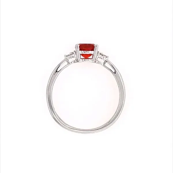 14KW Gold 6 mm Round Fire Opal & 6 Diamond Ring Image 4 Franzetti Jewelers Austin, TX