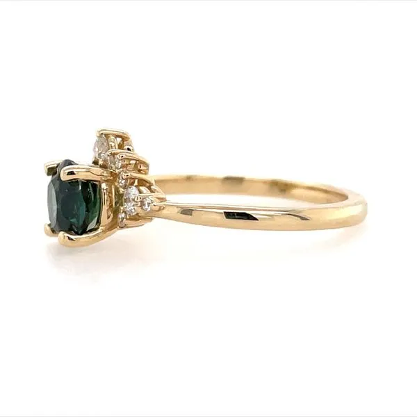 14KY Gold 1.52 Ct Teal Sapphire & Diamond Accented Ring Image 4 Franzetti Jewelers Austin, TX