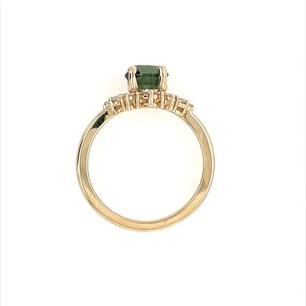 14KY Gold 1.52 Ct Teal Sapphire & Diamond Accented Ring Image 5 Franzetti Jewelers Austin, TX