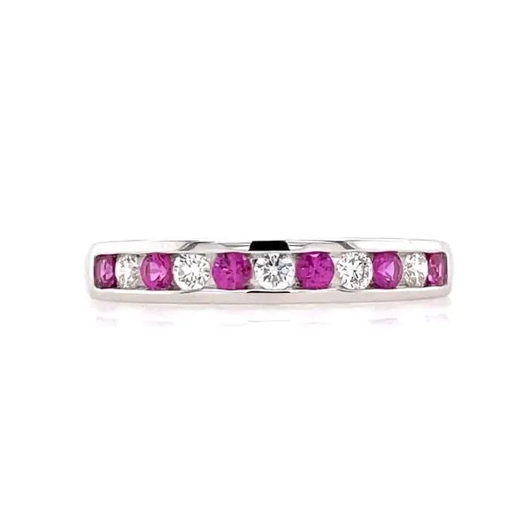 18KW Gold Pink Sapphire & Diamond Alternating Channel Set Band Franzetti Jewelers Austin, TX