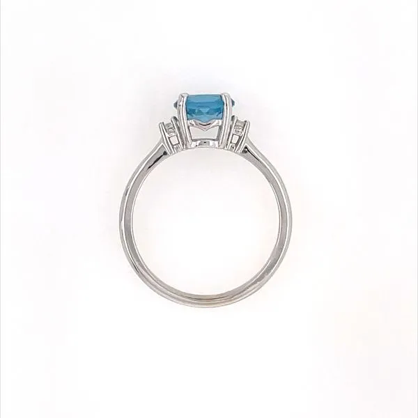 14KW Gold 7 mm Round Lone Star Cut Blue Topaz & Diamond Ring Image 3 Franzetti Jewelers Austin, TX