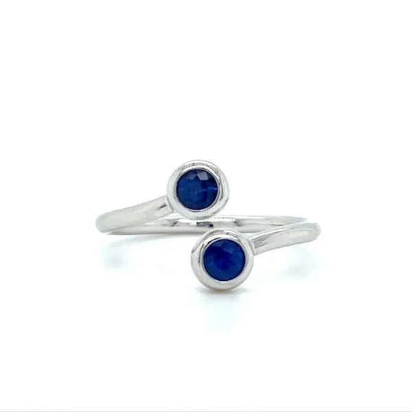 14KW Gold Ring with 2 Bezel Set Blue Sapphires Franzetti Jewelers Austin, TX