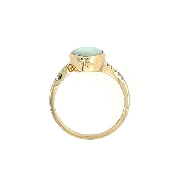 14K Yellow Gold Ring with Opal & Diamonds Image 4 Franzetti Jewelers Austin, TX