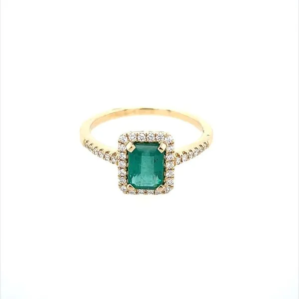 14KY Gold Emerald Shape Emerald Ring with Diamonds Image 3 Franzetti Jewelers Austin, TX