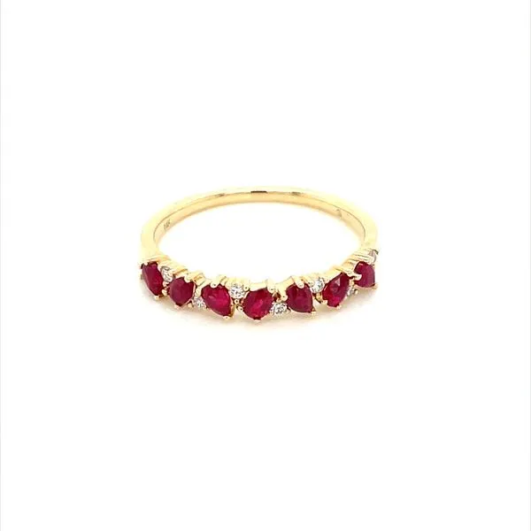 14KY Gold Tilted Pear Shape Ruby & Diamond Band Image 3 Franzetti Jewelers Austin, TX