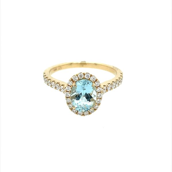 14KY Gold 1.17 Ct Oval Aquamarine Ring with Diamonds Image 3 Franzetti Jewelers Austin, TX