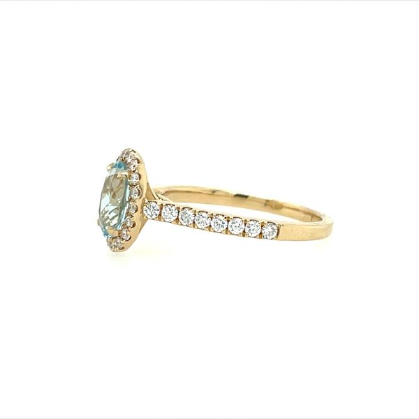 14KY Gold 1.17 Ct Oval Aquamarine Ring with Diamonds Image 4 Franzetti Jewelers Austin, TX