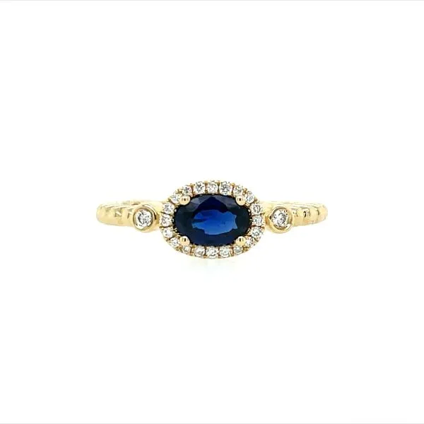 14KY Gold 0.50 Ct Oval Blue Sapphire Ring with Diamonds Franzetti Jewelers Austin, TX