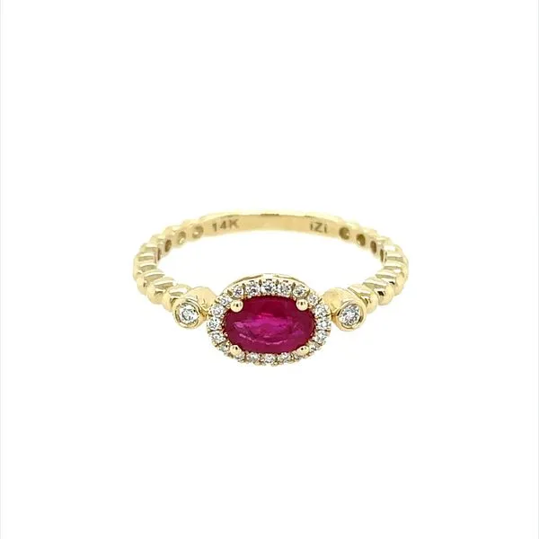 14KY Gold 0.54 Ct Oval Ruby Ring with Diamonds Image 3 Franzetti Jewelers Austin, TX