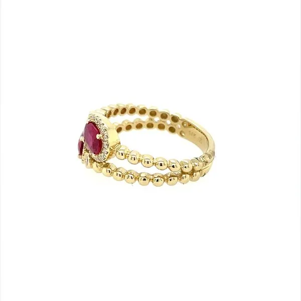 14KY Gold Two Oval Ruby Ring with Diamonds Image 4 Franzetti Jewelers Austin, TX