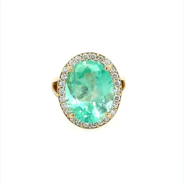 14KY Gold 8.33 Ct Oval Emerald Ring with Diamonds - GIA Franzetti Jewelers Austin, TX
