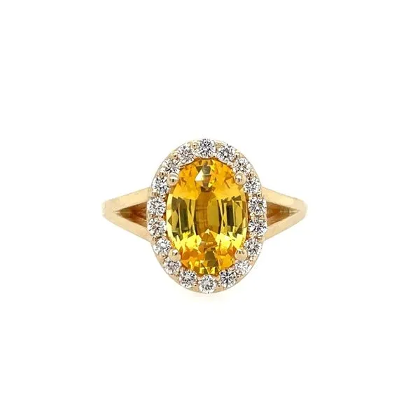 14KY Gold 3.04 Ct Oval Yellow Sapphire Ring with Diamonds Franzetti Jewelers Austin, TX