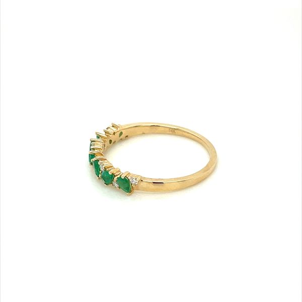 14KY Gold Tilted Pear Shape Emerald & Diamond Band Image 4 Franzetti Jewelers Austin, TX