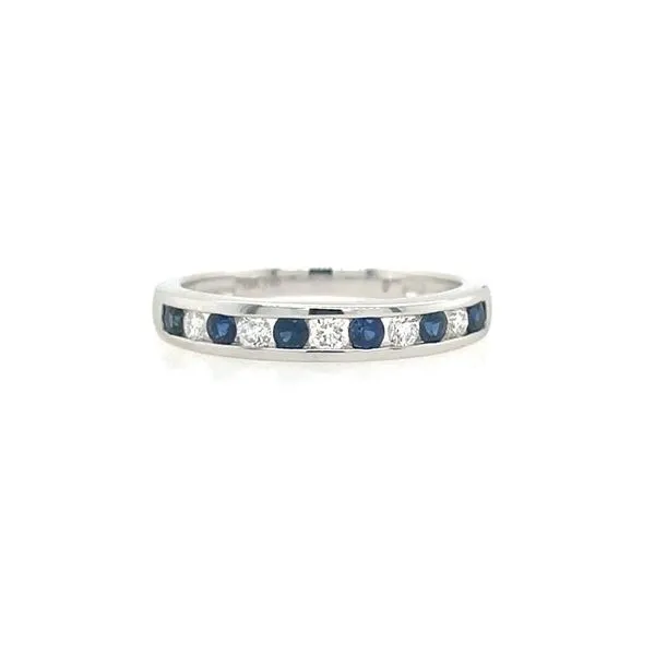 18KW Gold Blue Sapphire & Diamond Alternating Channel Set Band Franzetti Jewelers Austin, TX