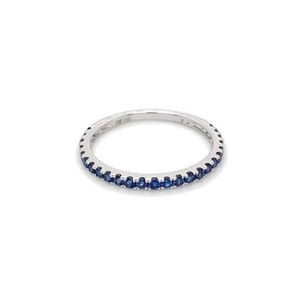 18KW Gold 1.8 mm Wide Blue Sapphire Band 0.53 CTW Image 4 Franzetti Jewelers Austin, TX